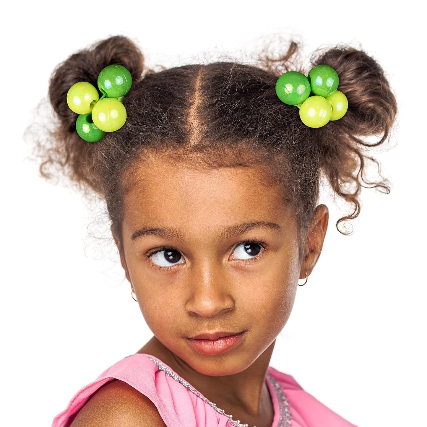 20pc Ponytailers Balls Elastics 18mm Round Opaque Multicolored Twin Beads Bauble Holders Toddler Kids Braiding Styling