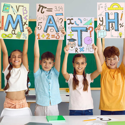 AUNMER Math Posters-Educational Math Posters for Elementary,Middle & High School, Teacher Must Haves for Classroom Decor & Bulletin Board Sets,Boho Classroom Decor (8x10 inch)