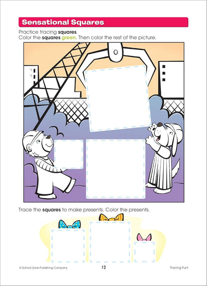 School Zone Tracing Fun! Write & Reuse Workbook: 26 Wipe-Clean Pages, Preschool, Kindergarten, Write-On Learning, Write and Wipe, Shapes, Letters, Alphabetical Order, Writing Practice, Ages 3-5
