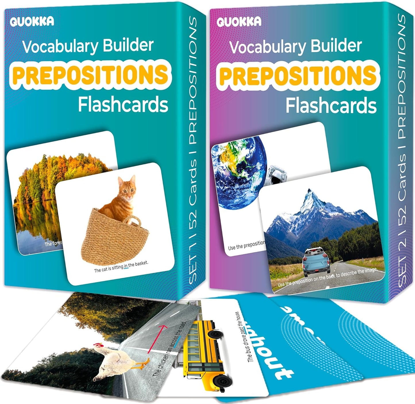 QUOKKA 104 Noun Flash Cards Set – Kids and Adults Vocabulary Builder for ABA Therapy, Early Childhood Education, and ESL Teaching – Picture Cards for Speech Therapy and Vocabulary Building Activities