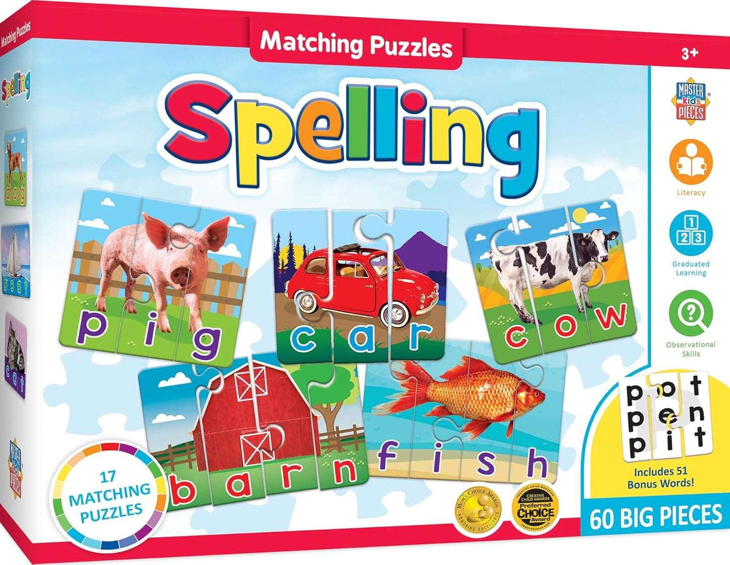 MasterPieces Kids Games - Educational Spelling Matching Game - Game for Kids and Family - Laugh and Learn