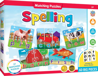 MasterPieces Kids Games - Educational Spelling Matching Game - Game for Kids and Family - Laugh and Learn