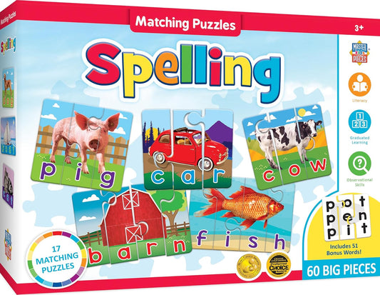 MasterPieces Kids Games - Educational Spelling Matching Game - Game for Kids and Family - Laugh and Learn