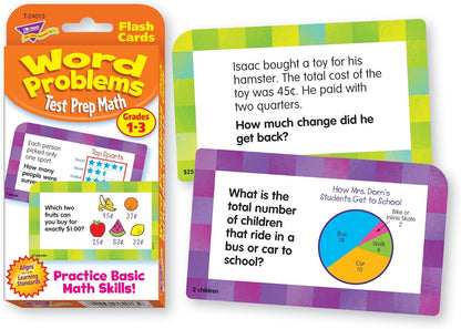 Test Prep Math Word Problems (Grades 1-3)Challenge Cards®