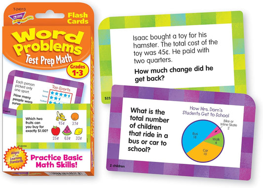 Test Prep Math Word Problems (Grades 1-3)Challenge Cards®
