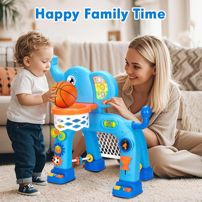 Toddler Basketball Hoop & Soccer Goal, Toys for 1 2 3 Year Old Boys Girls, Kids Sports Toy with Light Sound Music, Montessori Toys for Baby 12-18 Months, Christmas Birthday Gifts for Ages 1-3(Pink）