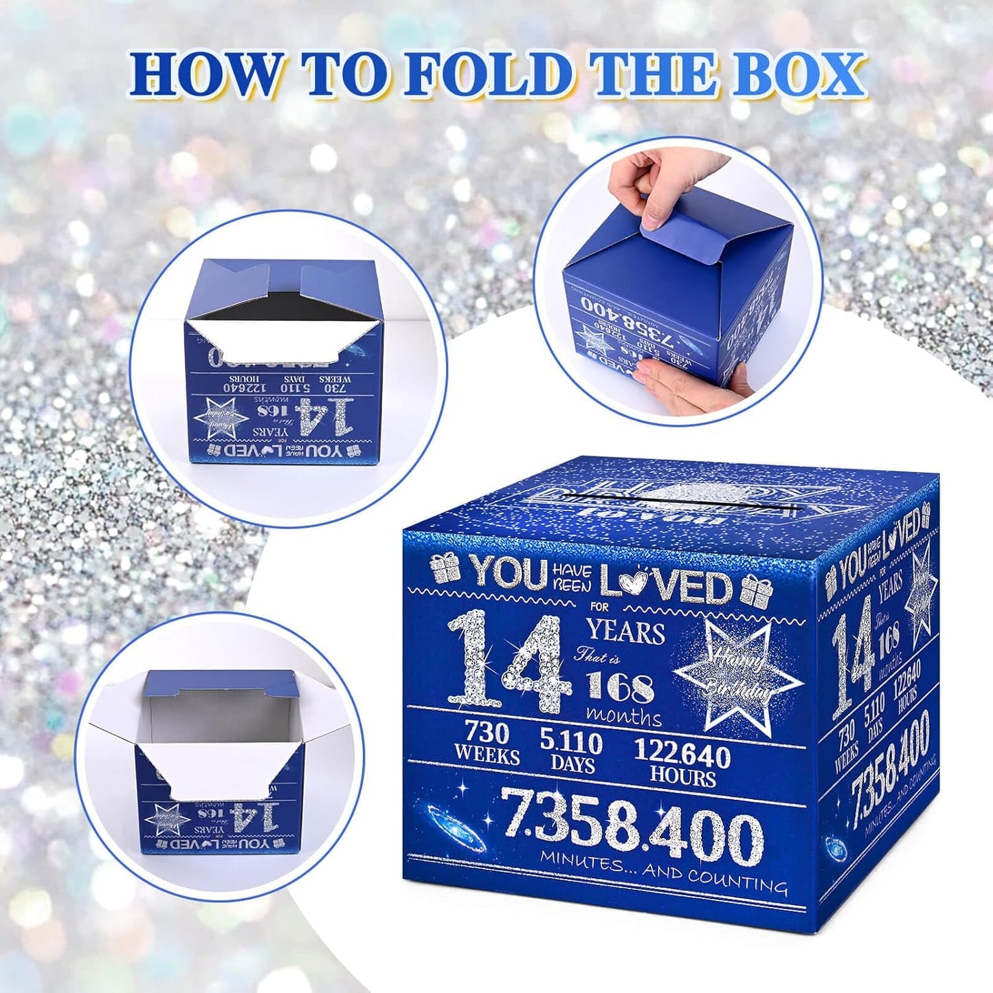 10 Happy Birthday Money Box for Cash Gift, 10th Birthday Decorations for Boys and Girls, Gifts for 10 Year Old Boy, Boy Gift Ideas, Cool Things for Teen -Blue with 100PCS Bags