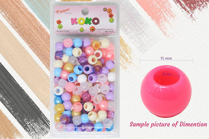 160PC 12x15 mm Premium Wholesale Pony Beads, Bracelet Cool Beads, Beads for Hair Braids, Beads for Kids Crafts, Plastic Beads, Hair Beads for Braids for Girls