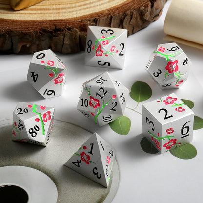 DnDnD Heavy Polyhedral Metal Dice Set with Metal Box, 7-die Shiny Blue Surface with Golden Number for RPG,Dungeons and Dragons,Pathfinder,Shadowrun,D&D,Role Palying Game and Math Teaching - Colors B