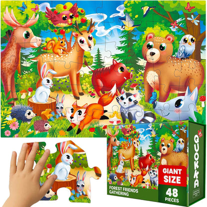 QUOKKA Giant Floor Puzzle for Kids Ages 4-6 – 2x3 Feet Extra-Thick 48 Pieces Toddler Puzzle Ages 3-5 – Bugs Educational Activity for Boys Girls – Premium Box with Sturdy Handle & Magnetic Closure