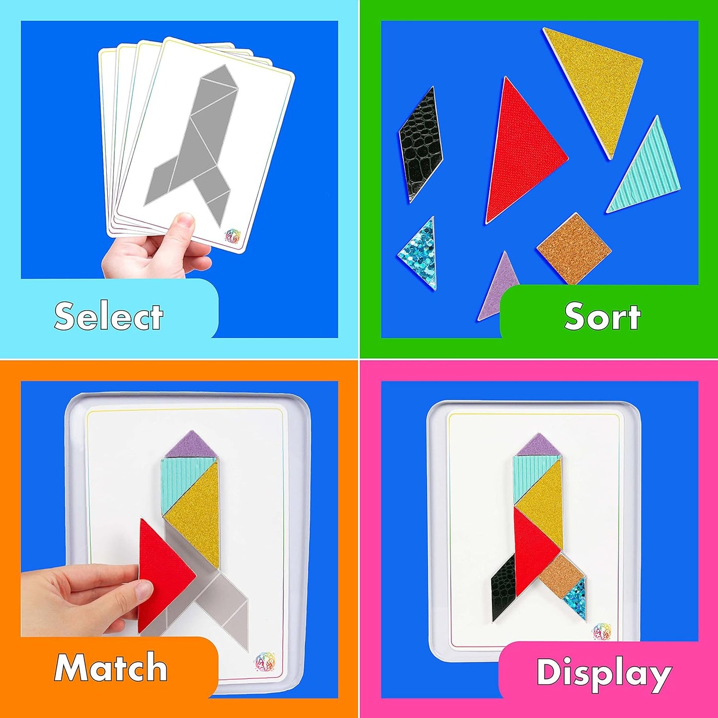 Sense & Grow Kids Unique Textured Tangram Puzzle, Age 6+
