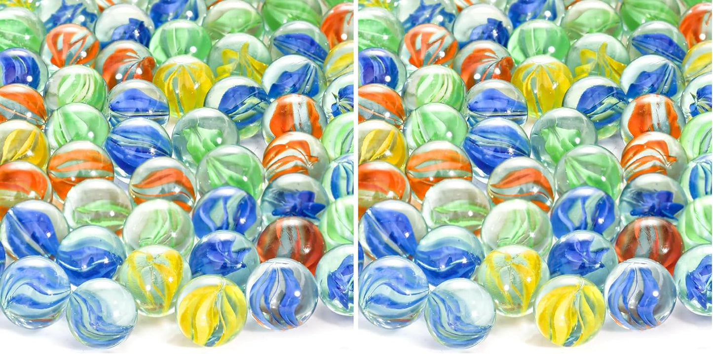 SallyFashion 240PCS Marbles for Kids, Cat Eye Marbles Mixed 5 Colors for Chinese Checkers, Marble Run Toys, Board Games