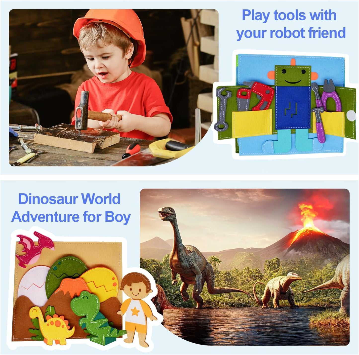 BizyKoady Busy Book for Toddlers 1-3, Montessori Toys for 1 Year Old, Kids Travel Toys, Educational Activity Book, Birthday Gifts for Boys & Girls, Washable Felt Busy Board, Giraffe