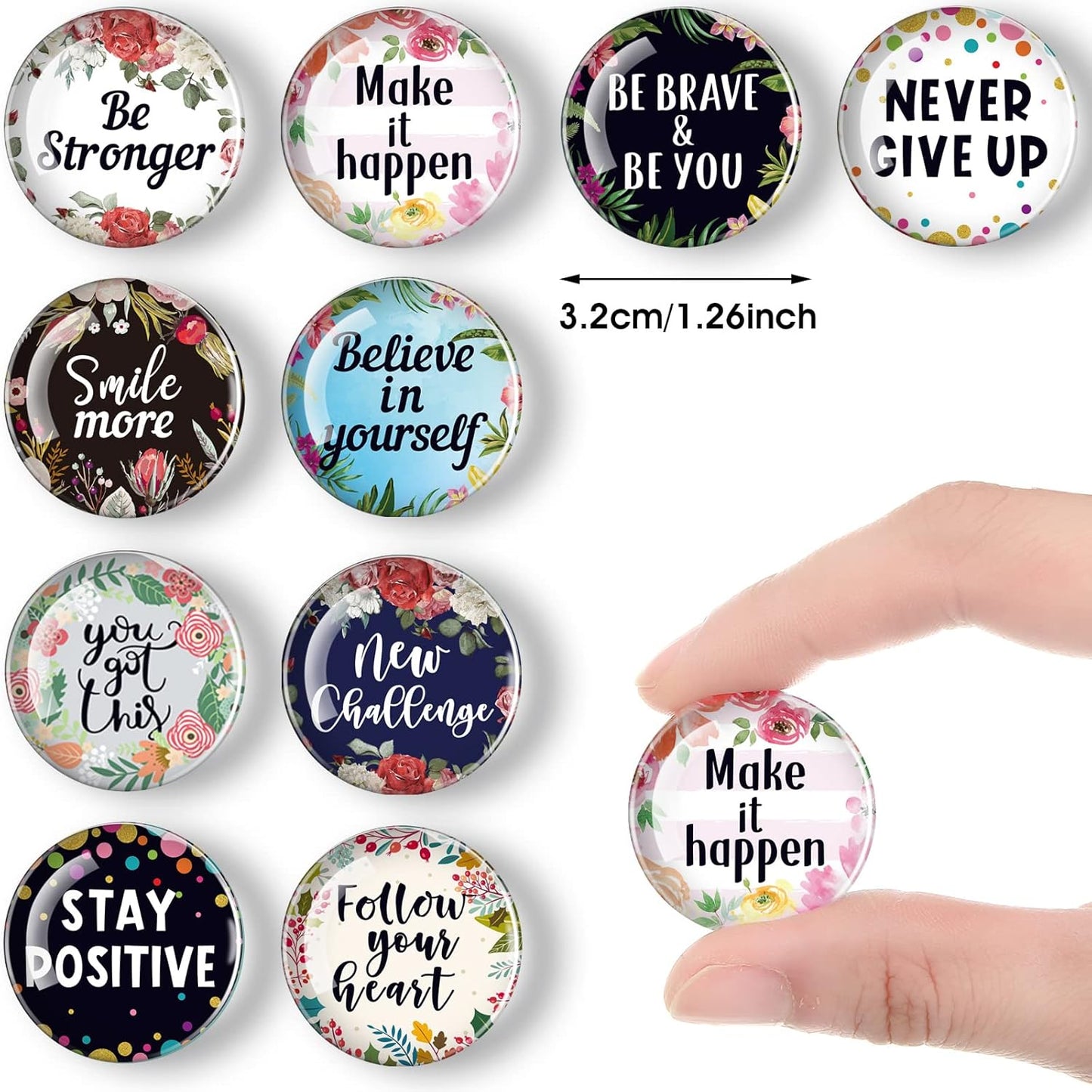Weewooday 10 Pcs 2026 Inspirational Refrigerator Fridge Magnets Motivational Magnets Bulk Graduation Gift Funny Glass Quote Magnetic Decor for Cabinet Kitchen Whiteboard Locker Office Accessories