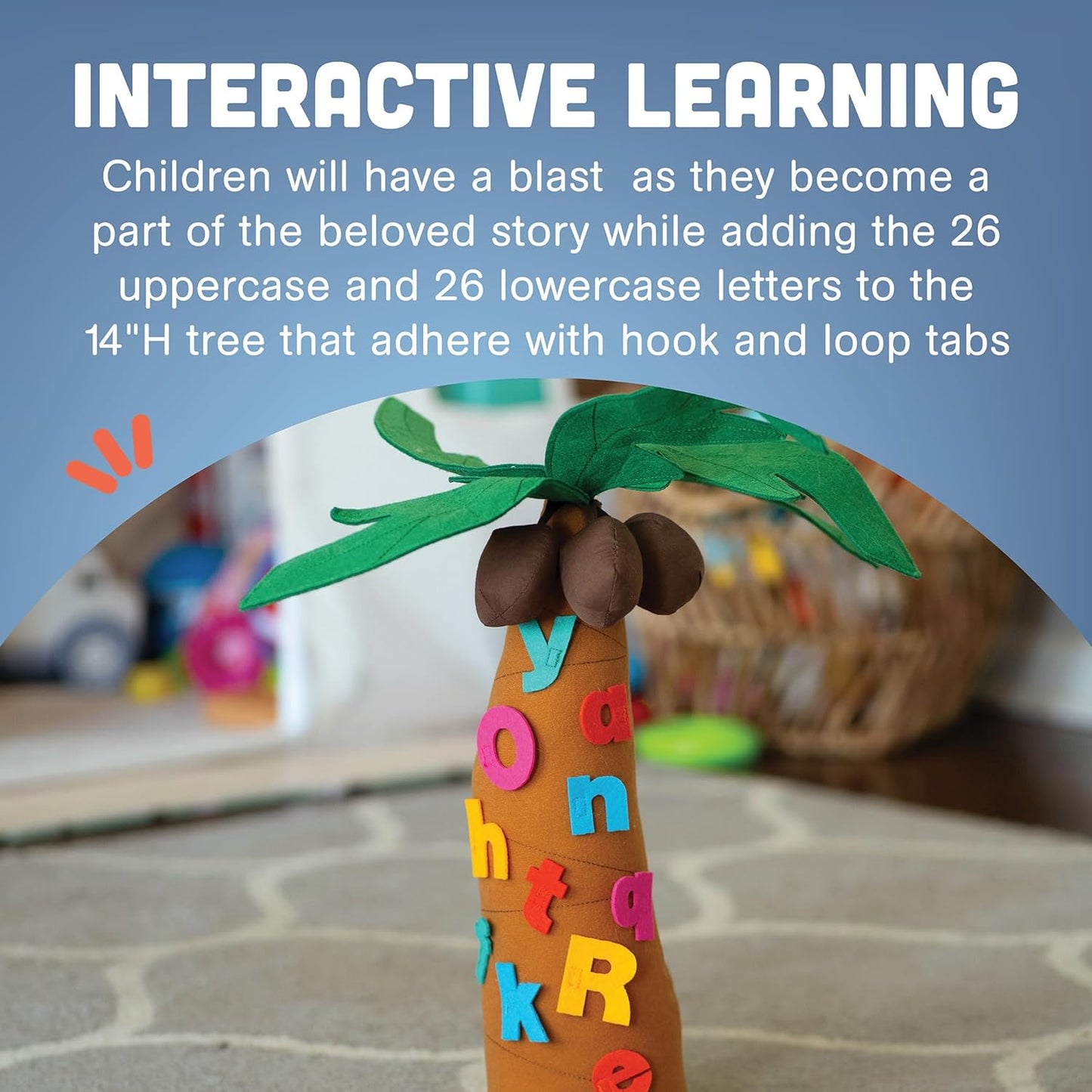 Constructive Playthings Tree and Letters Props for "Chicka Chicka Boom Boom" Children's Book, 14" H Plush Tree with 26 Lowercase and 26 Uppercase Letters for Kids Ages 2+