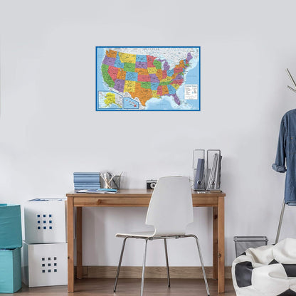 3 Pack - World & USA Map Poster Set + Periodic Table of the Elements Chart for Kids (LAMINATED, 18" x 29")