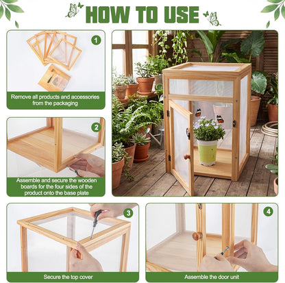 Bucherry Wooden Butterfly Habitat Cage Kit 15.7 Inch Monarch Caterpillar Enclosure with Mesh Tent & Wood Frame, Detachable Insect Observation House for Kids Outdoor Garden