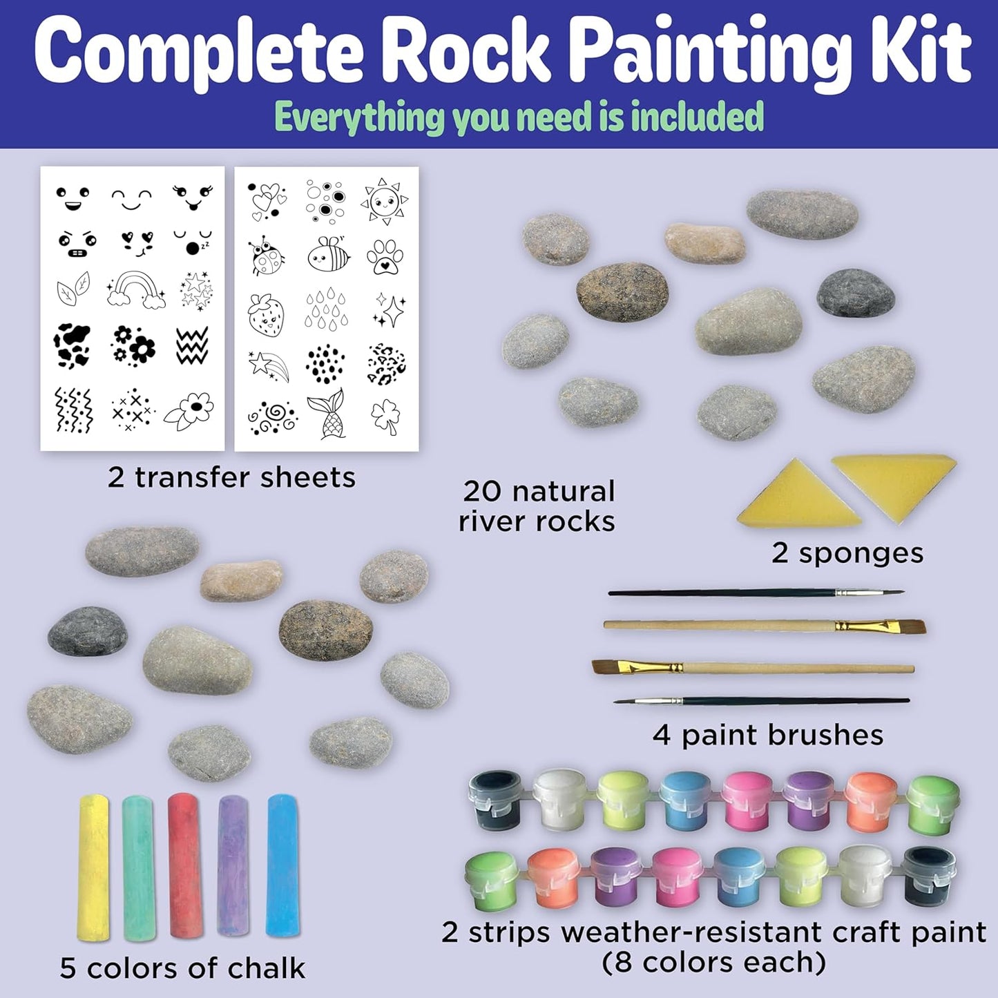 Creativity for Kids Rock Snake Bucket Kit Create 20 Smooth Stones into a Colorful Rock Snake Fun DIY Craft & Outdoor Art Activity for Kids (Ages 6+)