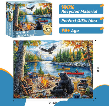 500 Piece Puzzles for Adults, Cat Family Dinner Large Piece Jigsaw Puzzle for Adults Seniors,Recycled Cardboard Puzzle 500 Piece,Family Activity Great Gift for Family Friends 20.5 * 15 in