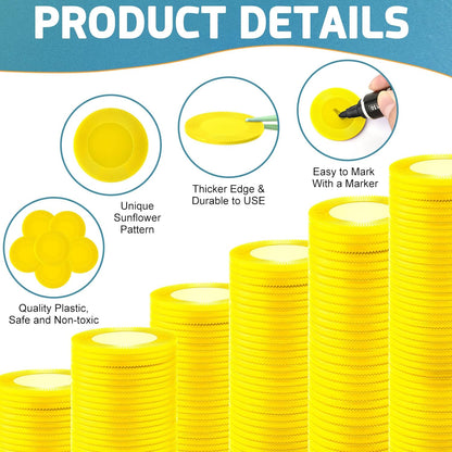 Coopay 600 Pieces Plastic Poker Chips Bingo Chip Bulk Learning Counters Disks Poker Card Game Counting Markers for Math Practice, Game Tokens and Teaching Rewards, 38 mm/ 1.5 Inches (Yellow)