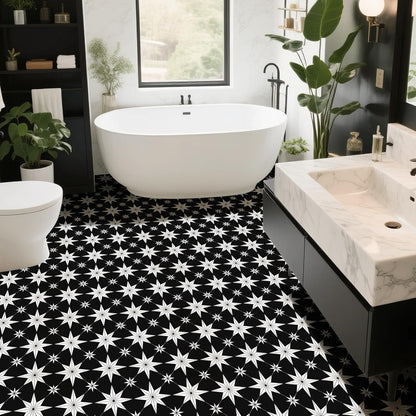 Peel and Stick Floor Tiles, Vinyl Flooring Waterproof for Bathroom Kitchen Bedrooms Living Room Fireplace Wall RV (10, White, 11.8" x 11.8")