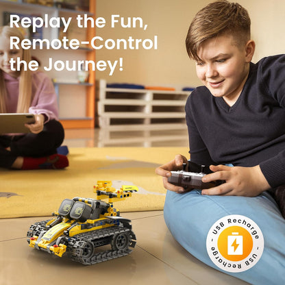 Sillbird Robot Building STEM Kit with Remote Control for Boys Ages 8-14, Technic Coding Gifts for Kids Birthday, Buildable 5in1 Robotics Toy with 596 Pieces