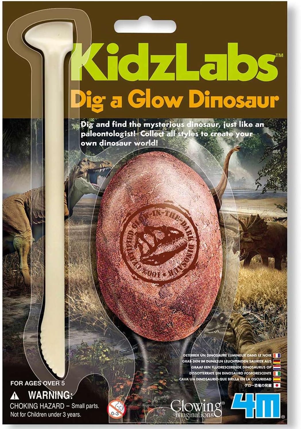 Rhode Island Novelty KidzLabs Dig A Glow Dinosaur Excavation Kit, Assorted Styles, 1 Piece