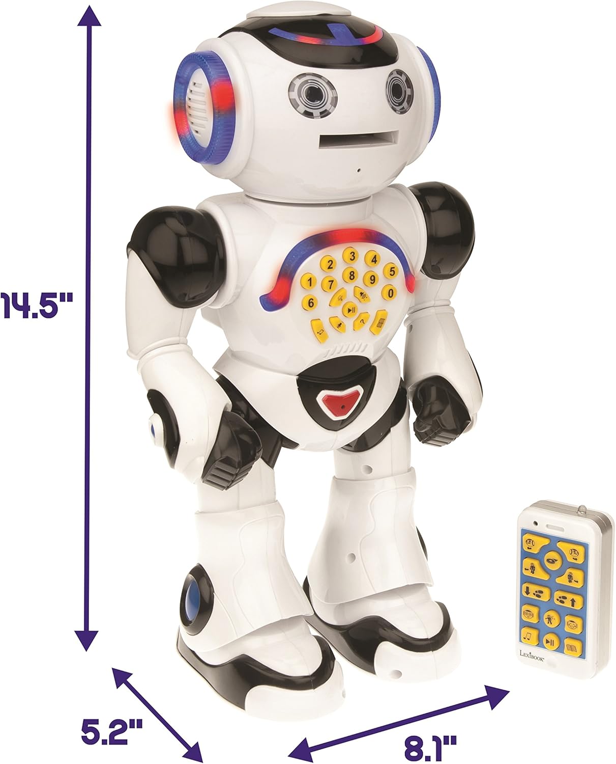 LEXiBOOK, Powerman Neo, My Robot Full of Technology, Remote Control and Gesture Control, Educational Activities in English, Programmable, Music and Dance, Sound and Light Effects, Blue/White, ROB18EN