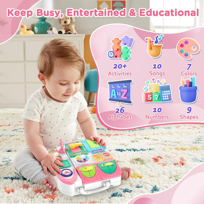 Toddler Toys for 1-2 Year Old Boy, Musical Montessori Busy Board, Early Educational Toy for Toddlers 1-3, Motor Skills Developmental Toy for 12-18 Month Age, Birthday Gift for 1+ Year Old Boy Girl