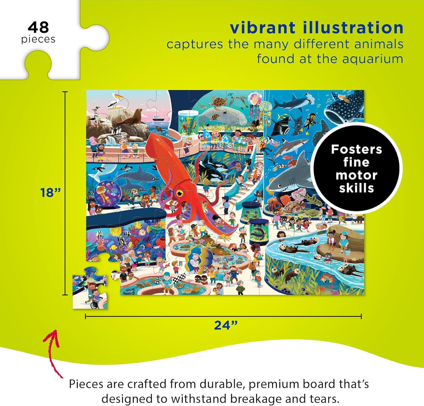 Crocodile Creek Above + Below 48-Piece Jigsaw Floor Puzzle - Fun Floor Puzzles for Kids Ages 4-8, Jumbo Unicorn