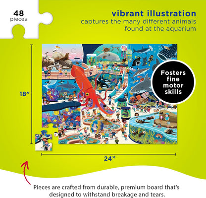 Crocodile Creek Above + Below 48-Piece Jigsaw Floor Puzzle - Fun Floor Puzzles for Kids Ages 4-8, Jumbo Unicorn