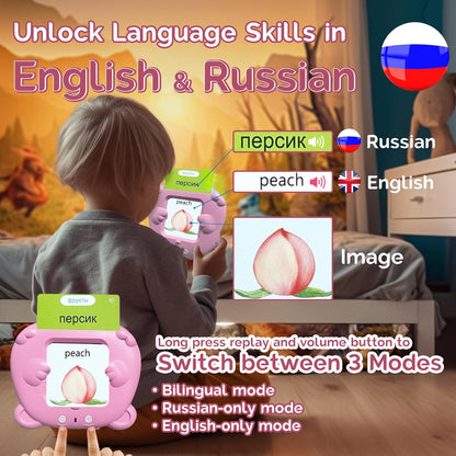 English Flash Cards Bilingual - Japanese Talking Flash Cards for Kids, Pocket Speech for Toddlers 3-12, 510 Sight Words of 31 Varieties, Sensory Toys Children with Autism (Japanese, Blue)
