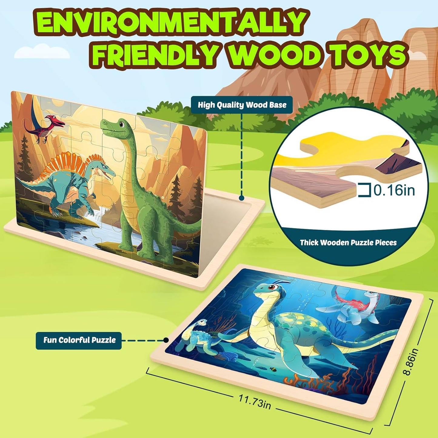 Puzzles for Kids Ages 4-6, 4 Packs Wooden Animals Jigsaw Puzzles for Toddlers Ages 3-5, Preschool Educational Puzzles Boards Toys Gifts for 3 4 5 6 Boys Girls