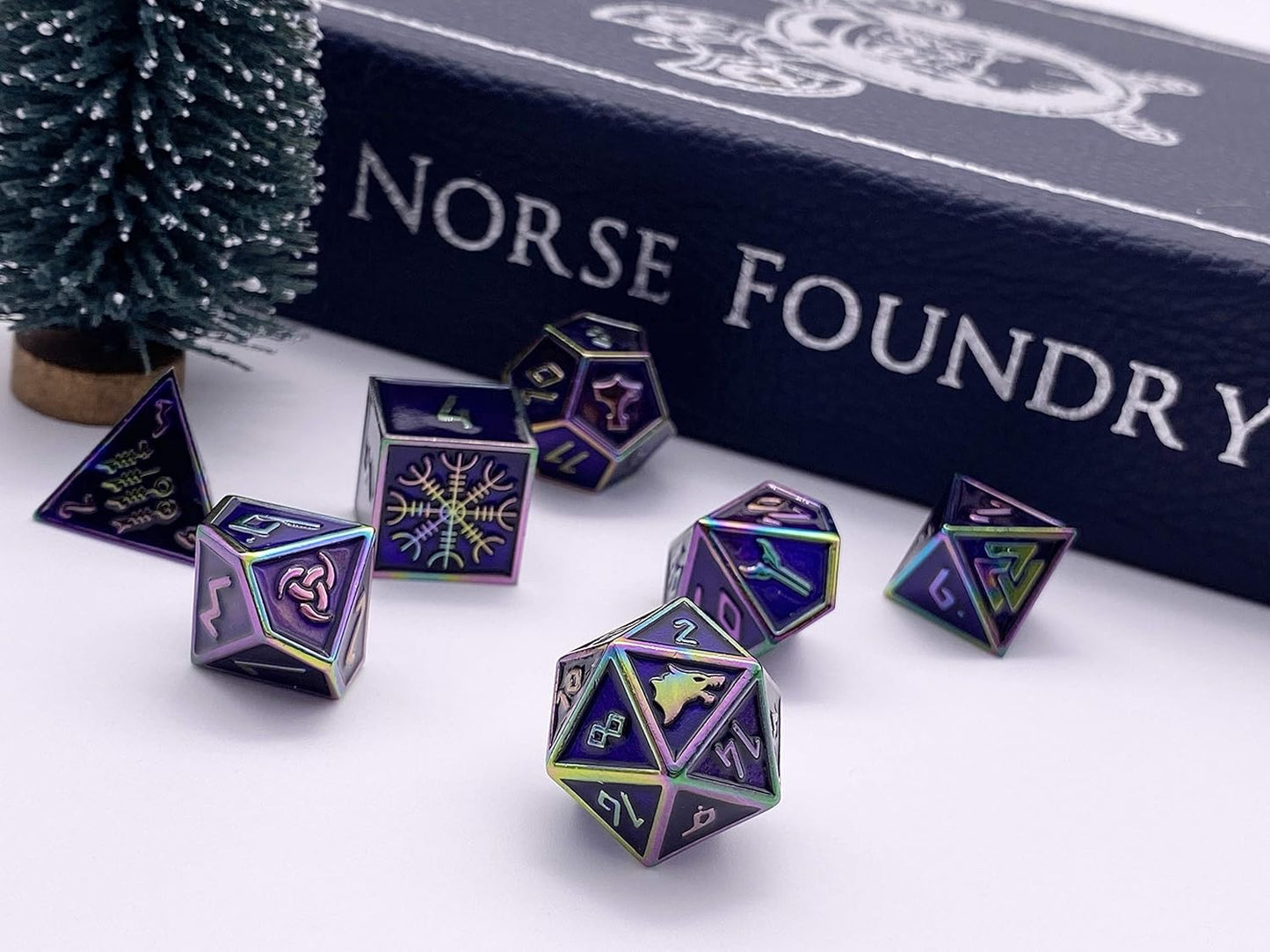 Norse Foundry Set of 7 Banshee Wail Norse Series Full Metal Polyhedral Dice RPG Math Games DND Pathfinder