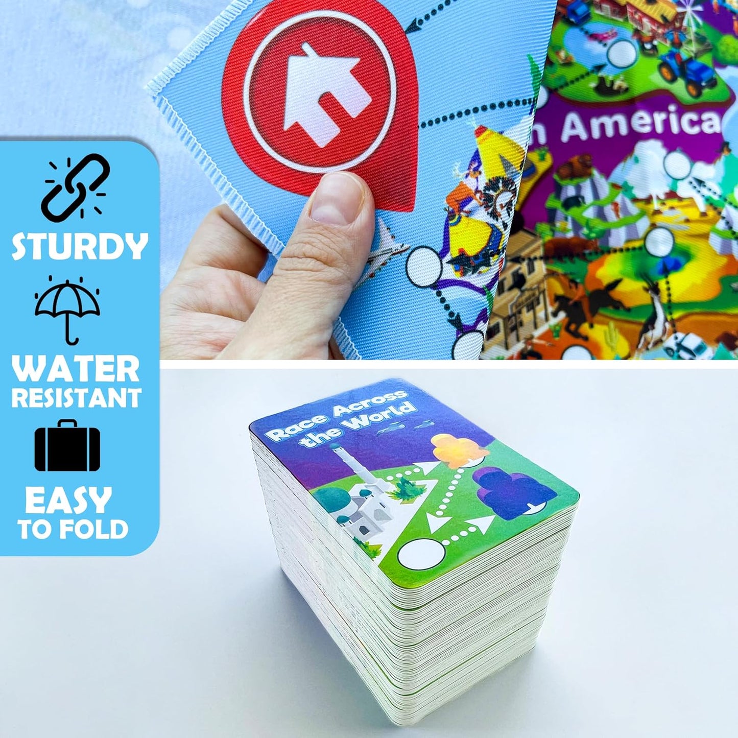 QUOKKA Board Games for Kids 8-12 - Family Games for Kids and Adults - Journey Across the World Card Game Ages 5-9 - Learn Capitals, Flags, Facts, and Map Locations with 195 World Map Cards
