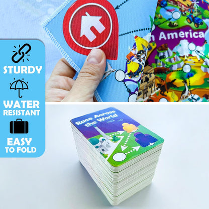 QUOKKA Board Games for Kids 8-12 - Family Games for Kids and Adults - Journey Across the World Card Game Ages 5-9 - Learn Capitals, Flags, Facts, and Map Locations with 195 World Map Cards