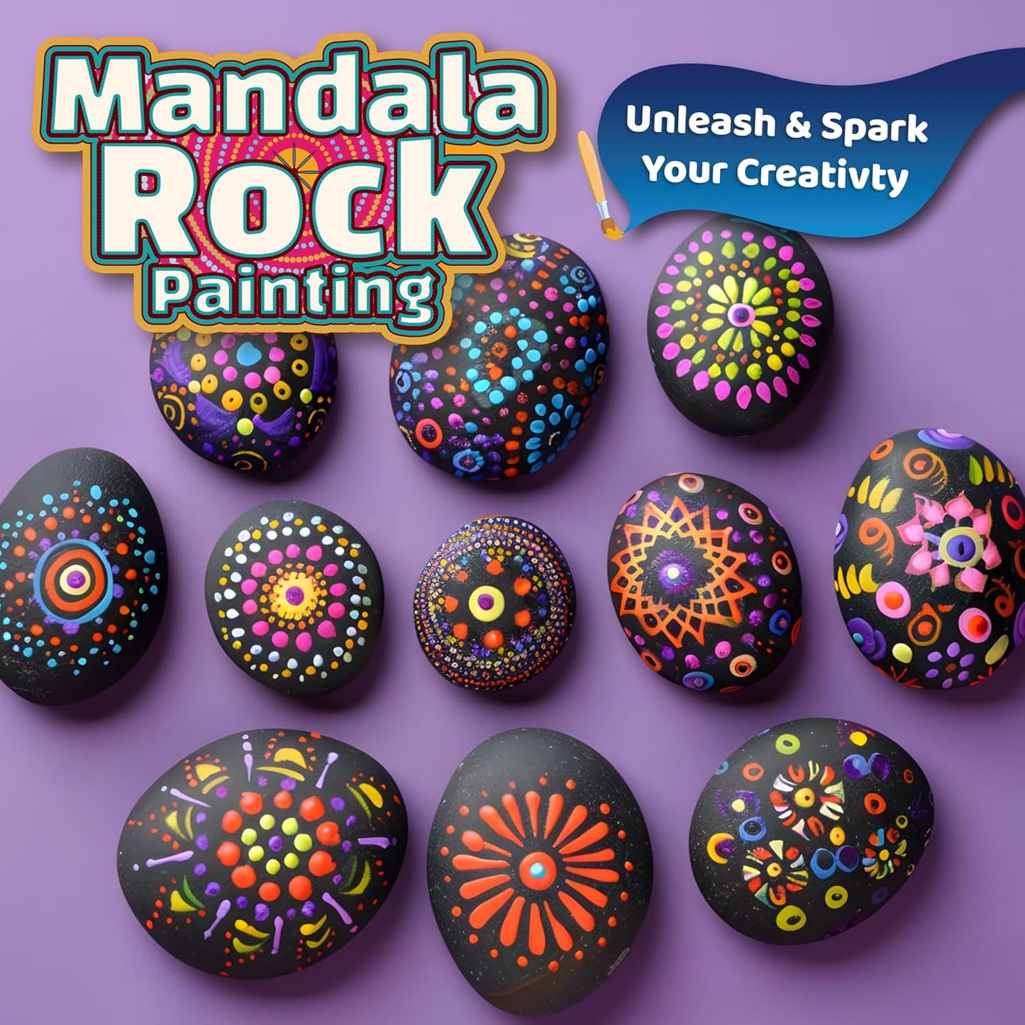 Piano Potato Mandala Rock Painting Kit, Rock Painting Kit for Kids Ages 6-12, Arts & Crafts Party Gifts with All Supplies for Creative Art Toys & Craft Activities