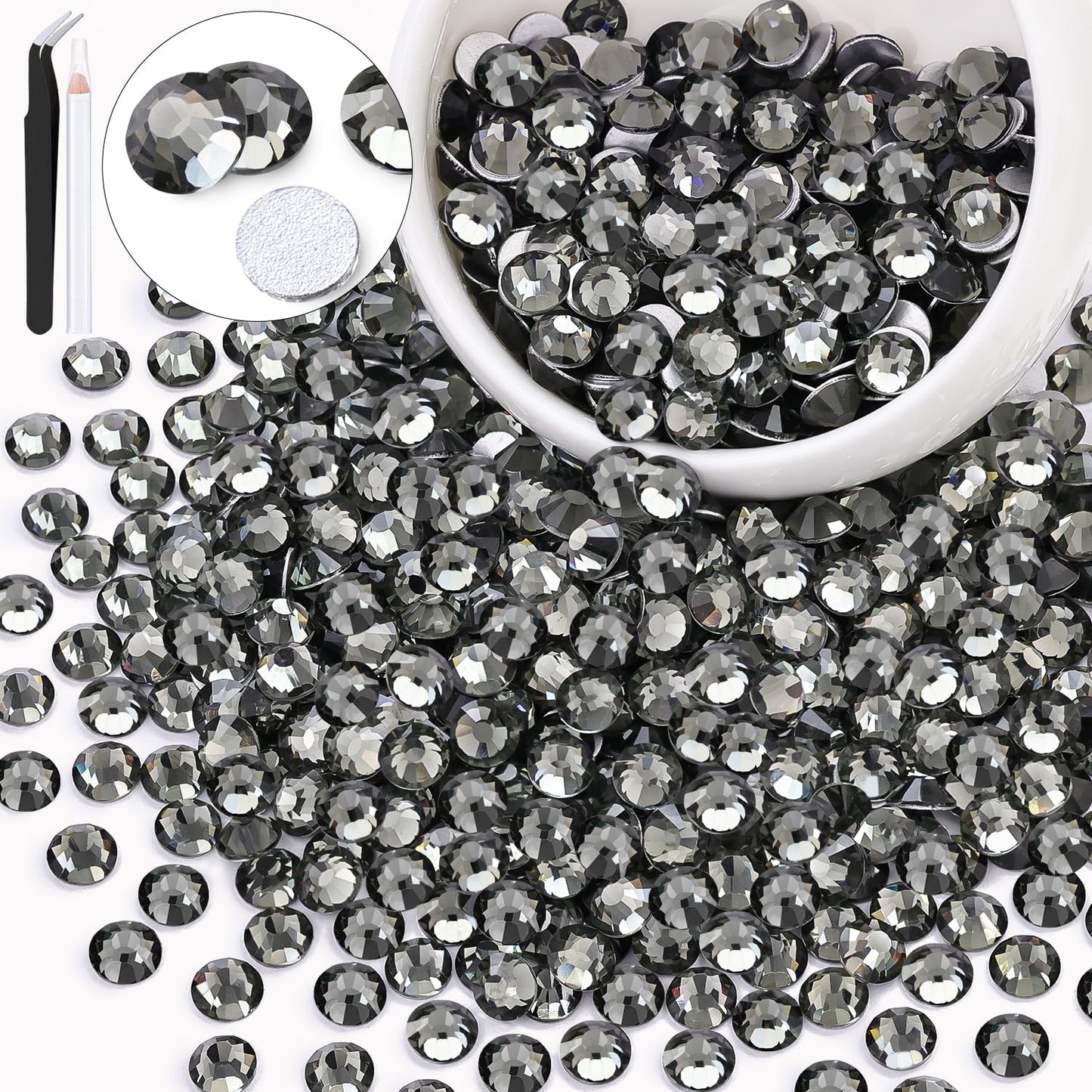 5000PCS SS6/2mm Glass Crystal Rhinestones (Clear), Bedazzling Flatback Rhinestones for Crafting DIY Crafts Nail Art Makeup Decoration, Gems Diamond Charms for Tumbler Shoes Clothing Mug