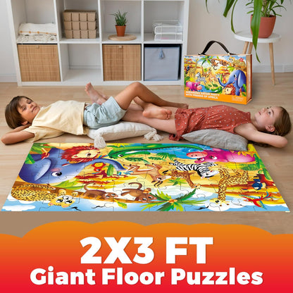QUOKKA Giant Floor Puzzles for Kids Ages 3-5 - 2x3 Feet 48 Piece Large Puzzles for Kids Ages 4-8 - Educational Toys for Boys and Girls - Toy Gift Activities Africa Version 2