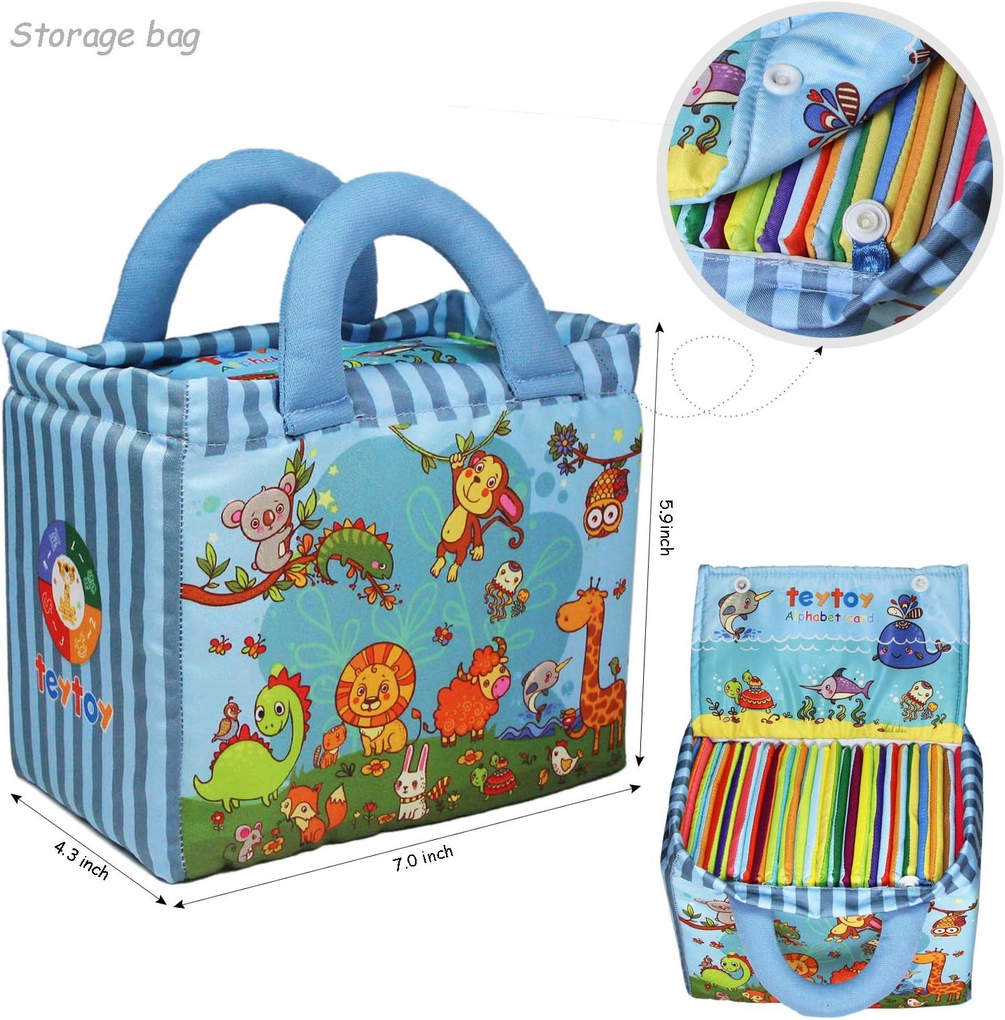 TEYTOY Baby Toy Zoo Series 26pcs Soft Alphabet Cards with Cloth Bag for Over 0 Years