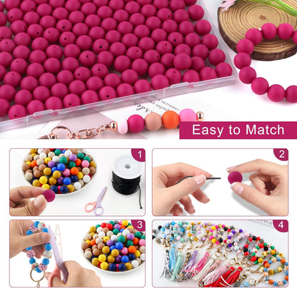 65Pcs 19mm Silicone Beads for Keychain Making Bracelet Necklace, Bulk Round Silicone Beads for Pens（Christmas Green） - Colors A