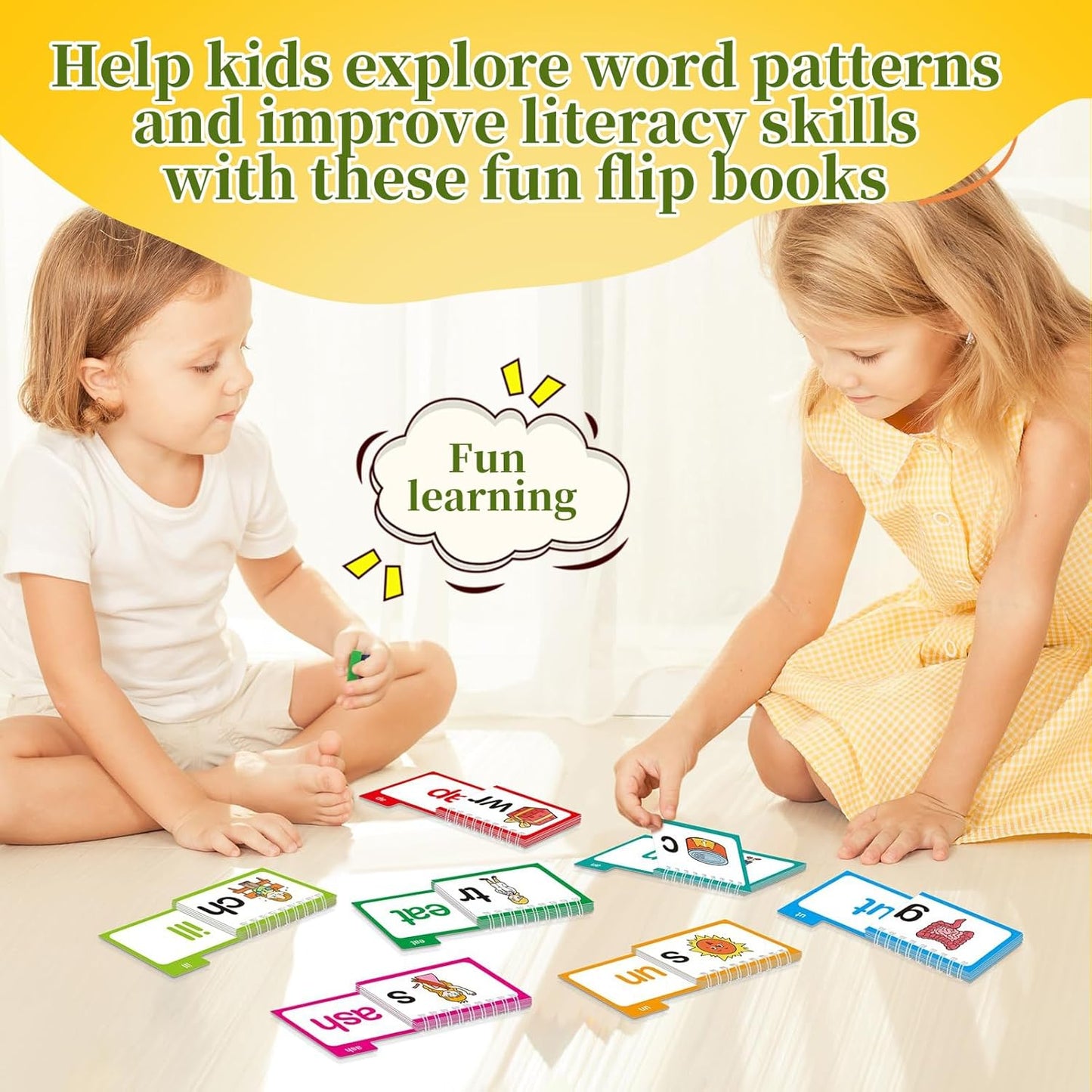 30 Read Word Families, Sight Words, ABC Phonics Flash Cards,Reading Learning Set, Educational Games for Kindergarten