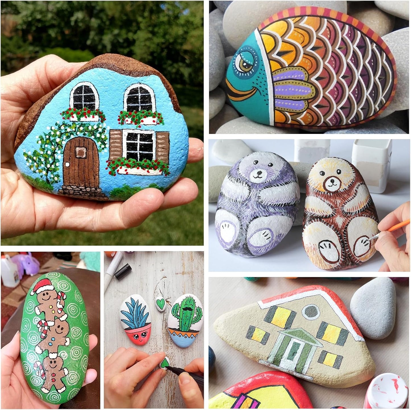 Simetufy Large Rocks for Painting 40 PCS 3.3-4.5Inch River Rocks for Painting, Rock Painting for Kids, Smooth and Flat Painting Rocks for DIY & Arts