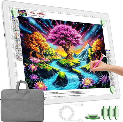 TOHETO Rechargeable A3 Light Pad for Diamond Painting, Ultra Bright Tracing Light Box for Drawing, Wireless Lightbox for Tracing and Drawing, Cordless Diamond Art Light Board for Sketching (Black)