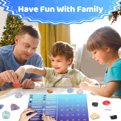 ZHIYUXI Crystal Advent Calendar 2025 Rock Collection Christmas Advent Calendar 2025 Crystals 24 Gemstones Christmas Countdown Calendar Advent Calendars Gem for Adult