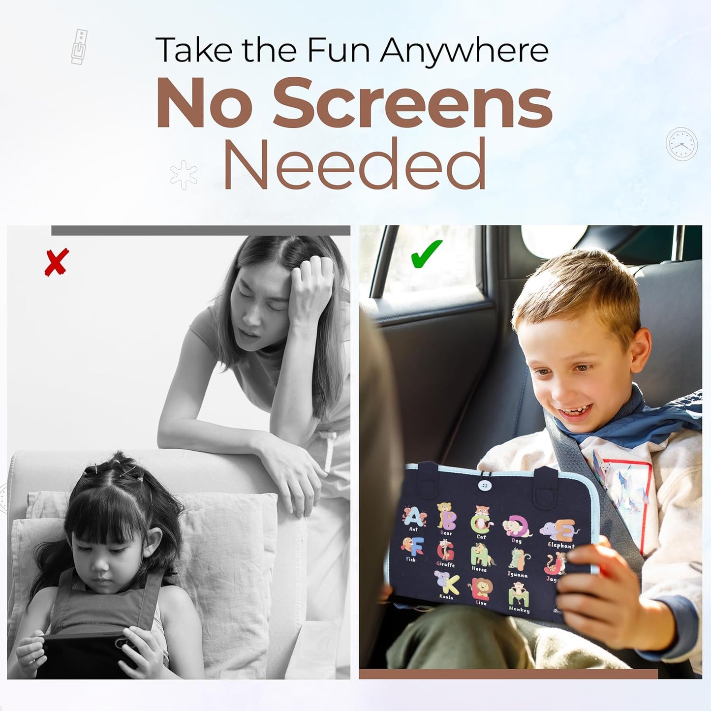 Busy Book for Toddlers - Montessori Busy Board with Sensory Activities for Learning Fine Motor Skills, Travel Toys for Toddlers for Airplane, Car. for Boys and Girls.