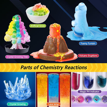 200+ Science Experiments Kit for Kids, Science Project Lab Volcano Toys Birthday Gifts for Boys & Girls, Chemistry Set, Gemstone S.T.E.M Educational Learning Activities