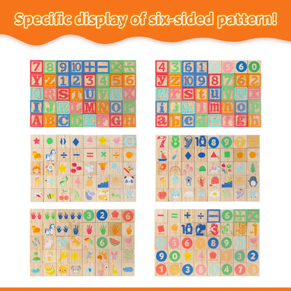Joqutoys ABC Wooden Building Blocks for Toddlers 1-3 Large, 26 PCS Alphabet & Number Stacking Blocks, Educational Learning Toys for Boys Girls Kids Gifts 1.65''