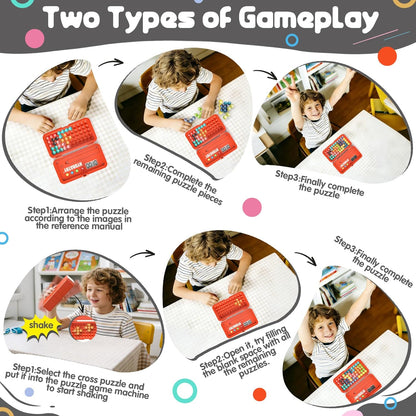 Brain Teaser Puzzles Games for Kids Adults with Timer, 2 Modes Handheld Travel Games, Single Player Mind Challenge Toys, STEM Montessori Educational Gifts for Kids 3+, Teens & Adults (Red)