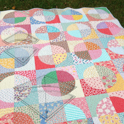 Melon Block Quilting Templates Set: Free Motion Quilting, Clear Acrylic for Creative Curved Patterns, 1/4” Seam Allowance (3pc)